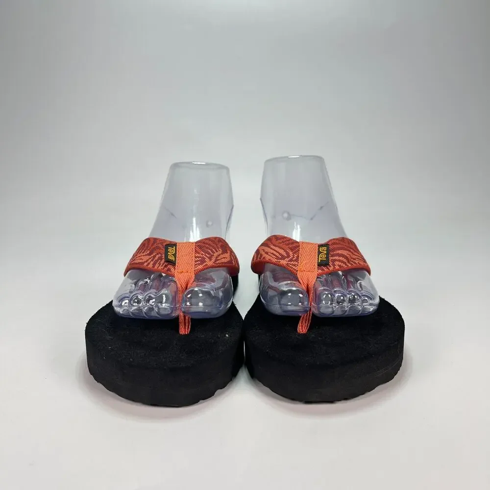 Teva Mush II Orange Black Comfort Flip Flops Thong Sandals 4198 Women's Size 7
